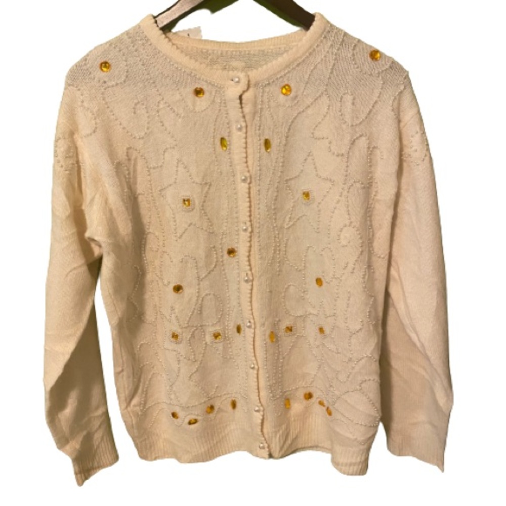 Vintage 80’s beaded lambswool cardigan with pearls